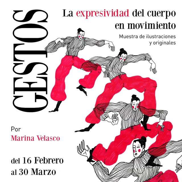 Inauguración en la librería El Armadillo Ilustrado la exposición 'GESTOS. La expresividad del movimiento' de Marina Velasco